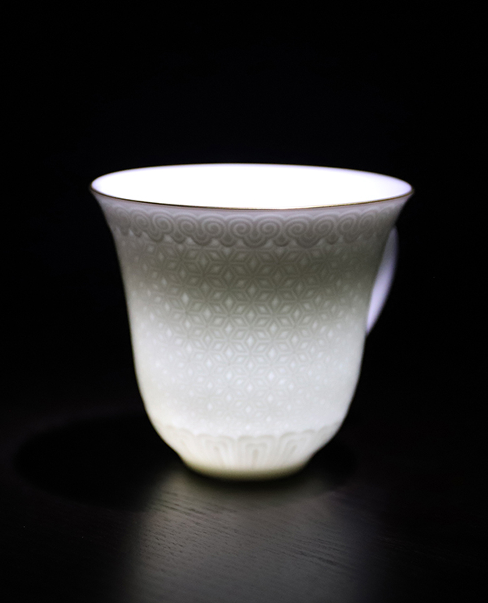 高端禮品|手工湖田窯影青吉順咖啡杯 ，24K描金收藏佳品