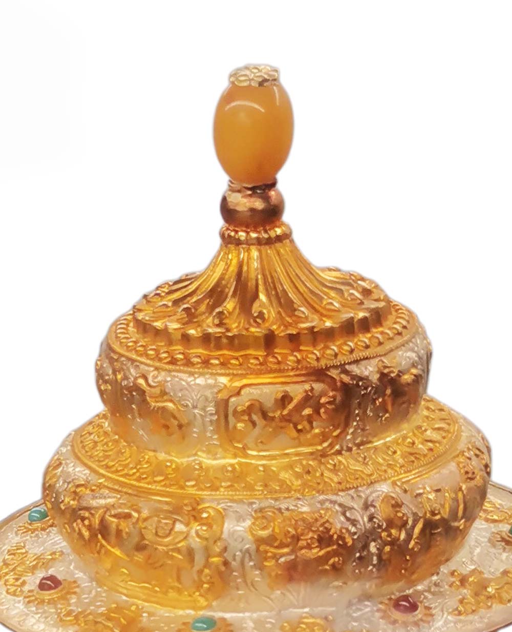 班禪額爾德尼定制鎏金法器| 黃金錾刻祥瑞浮雕 藏傳佛教藝術典藏