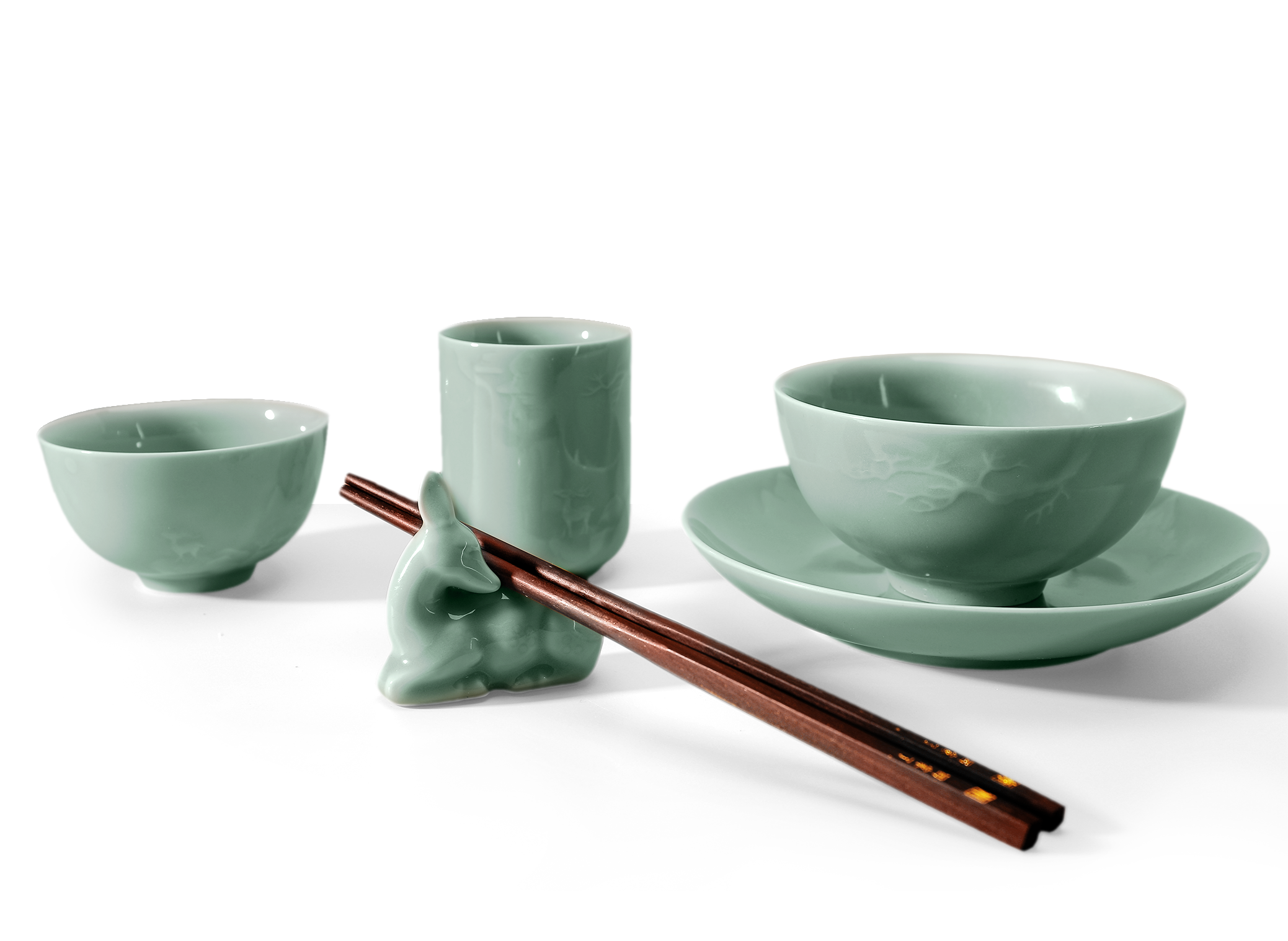 中秋節禮物：龍泉青瓷《回家之鹿》吉祥順字筷架